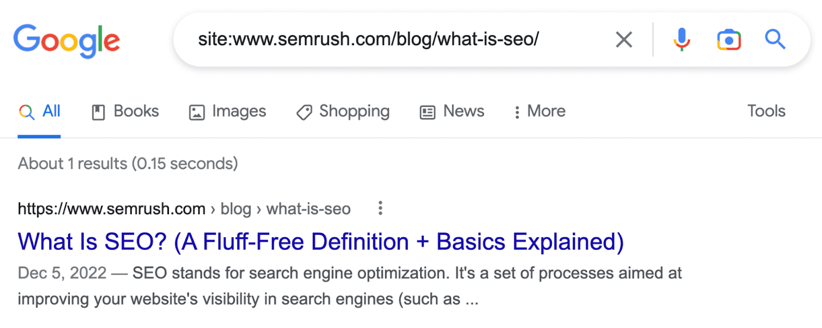 Google's result for “site:seme2.bdseotools.com/blog/what-is-seo/”