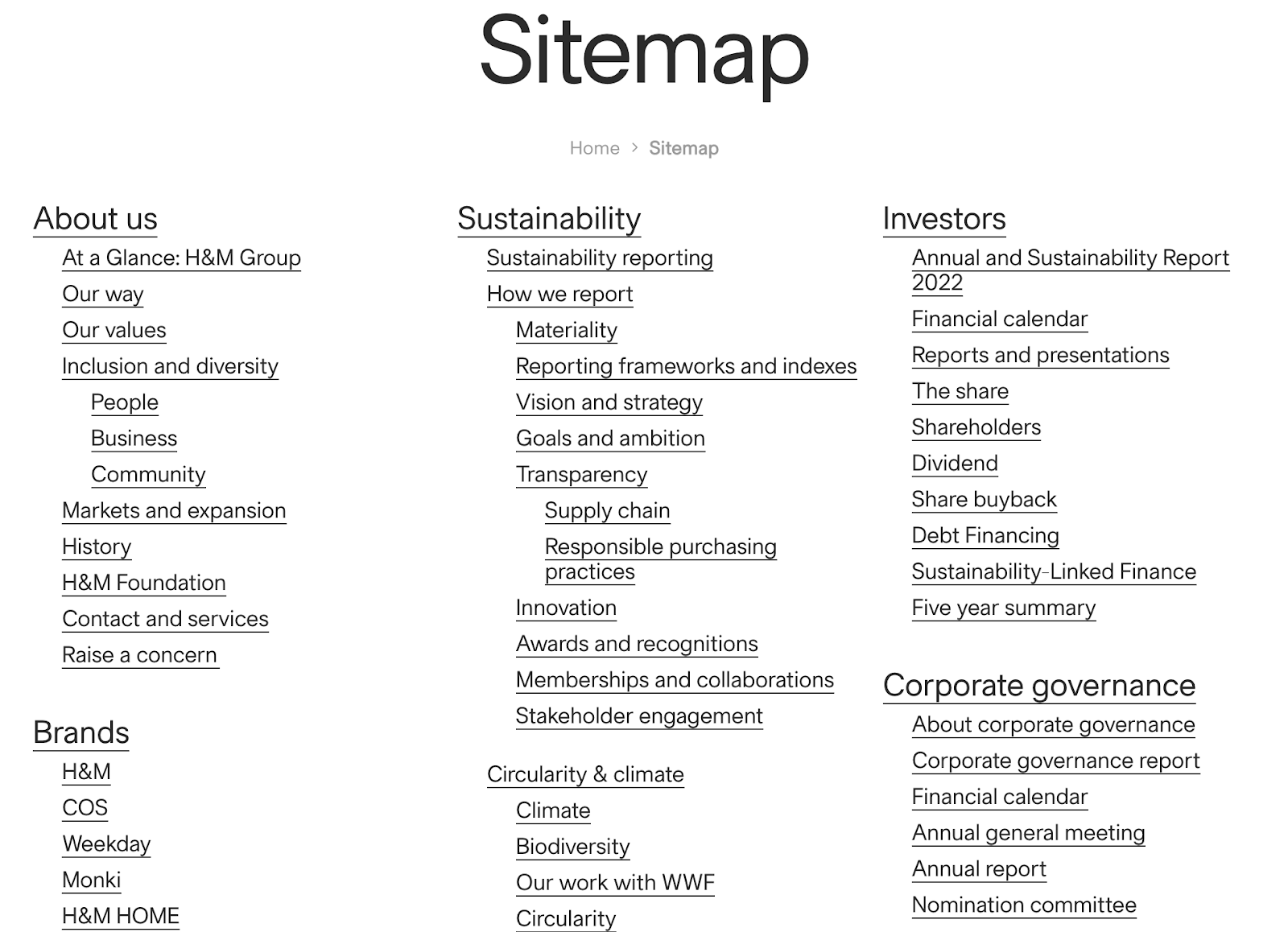 H&M Groupâs HTML sitemap